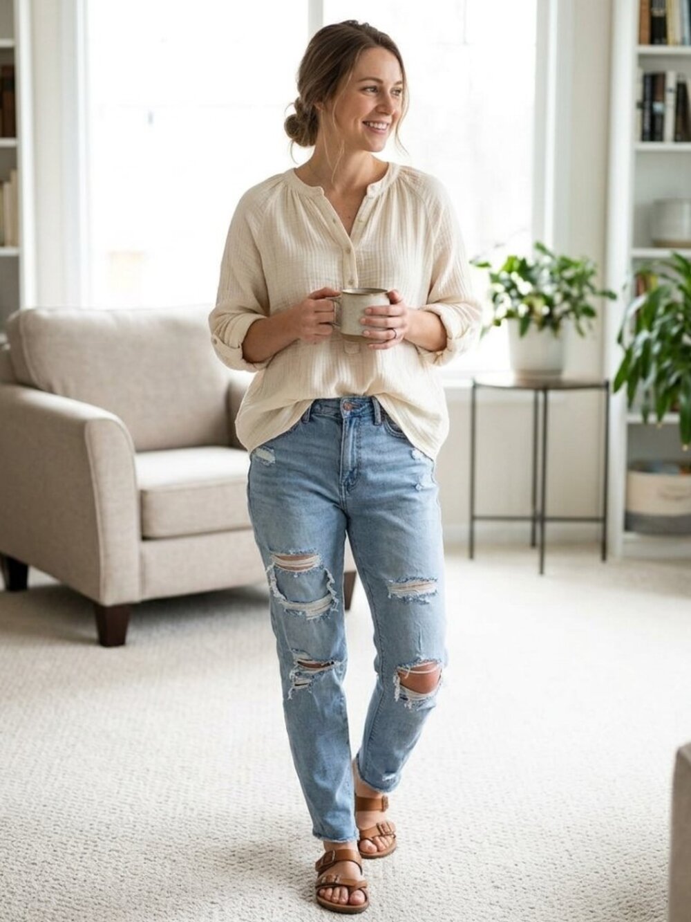 American Eagle Ripped Mom Jeans